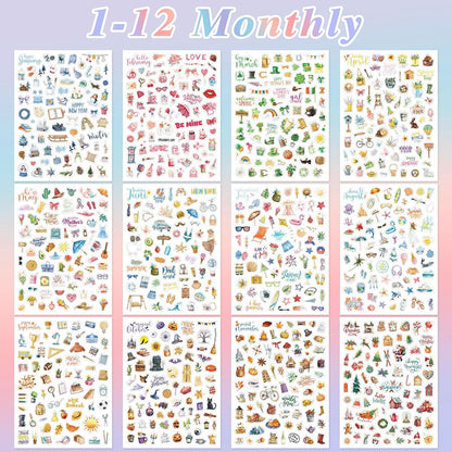 BESARME 1000+ Planner Stickers, Glittery Film