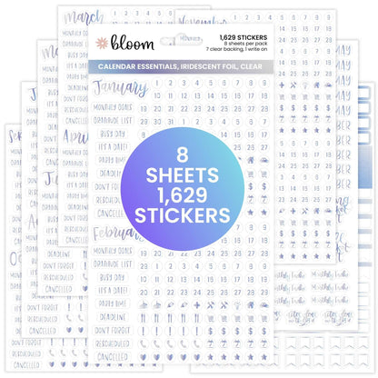 bloom daily planners Muted Neutrals Calendar Essentials Planner Stickers - 8 Sheets, 1629 Stickers Per Pack! - Color Coordinating Monthly Headings, Dates, Icons, Etc. - Aesthetic Boho