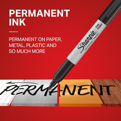 Sharpie Permanent Markers, Fine Tip, 12 Count - Quick Drying, Fade Resistant, Arts & Crafts, Desk, Office Supplies