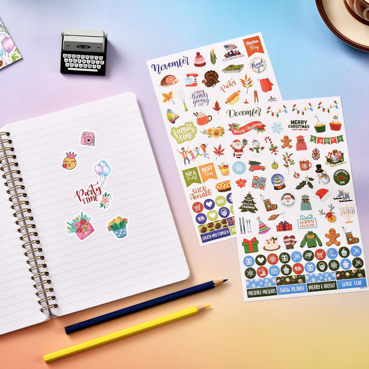 Planner Stickers - Calendar Stickers for Celebrations, 14 Sheets, 1500+
