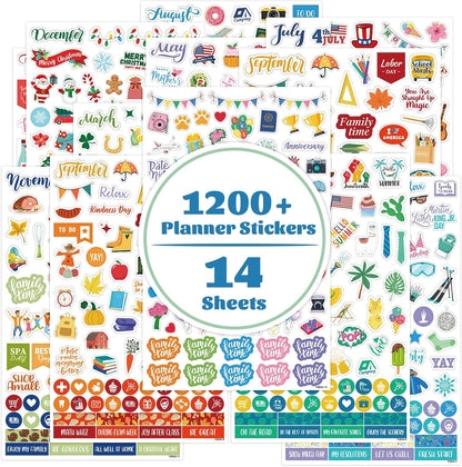 Planner Stickers - Calendar Stickers for Celebrations, 14 Sheets, 1500+