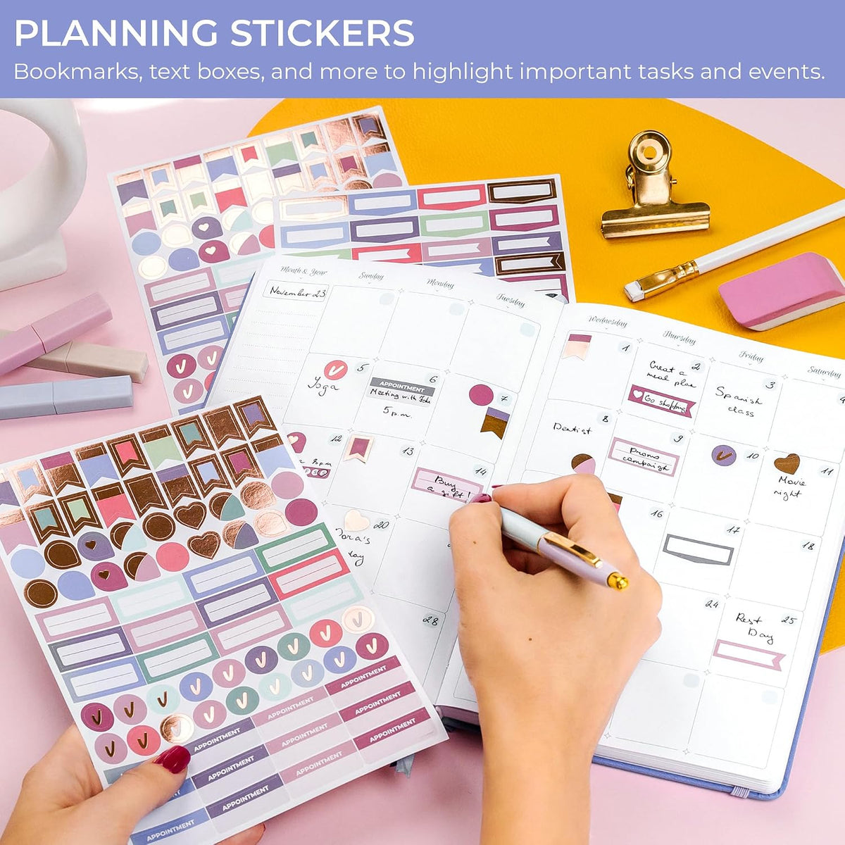 GoGirl Planner Stickers, 850+ Small Aesthetic Calendar & Holiday Book