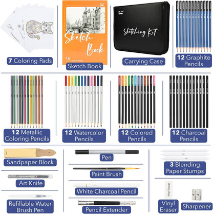 Mr. Pen- Drawing Set Sketching Kit, 81 Pack, Art Supplies with Sketchbook
