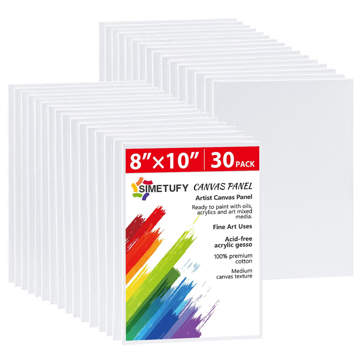 Simetufy 12 Pack 8x10 Canvas Boards for Painting,Art Painting Supplies