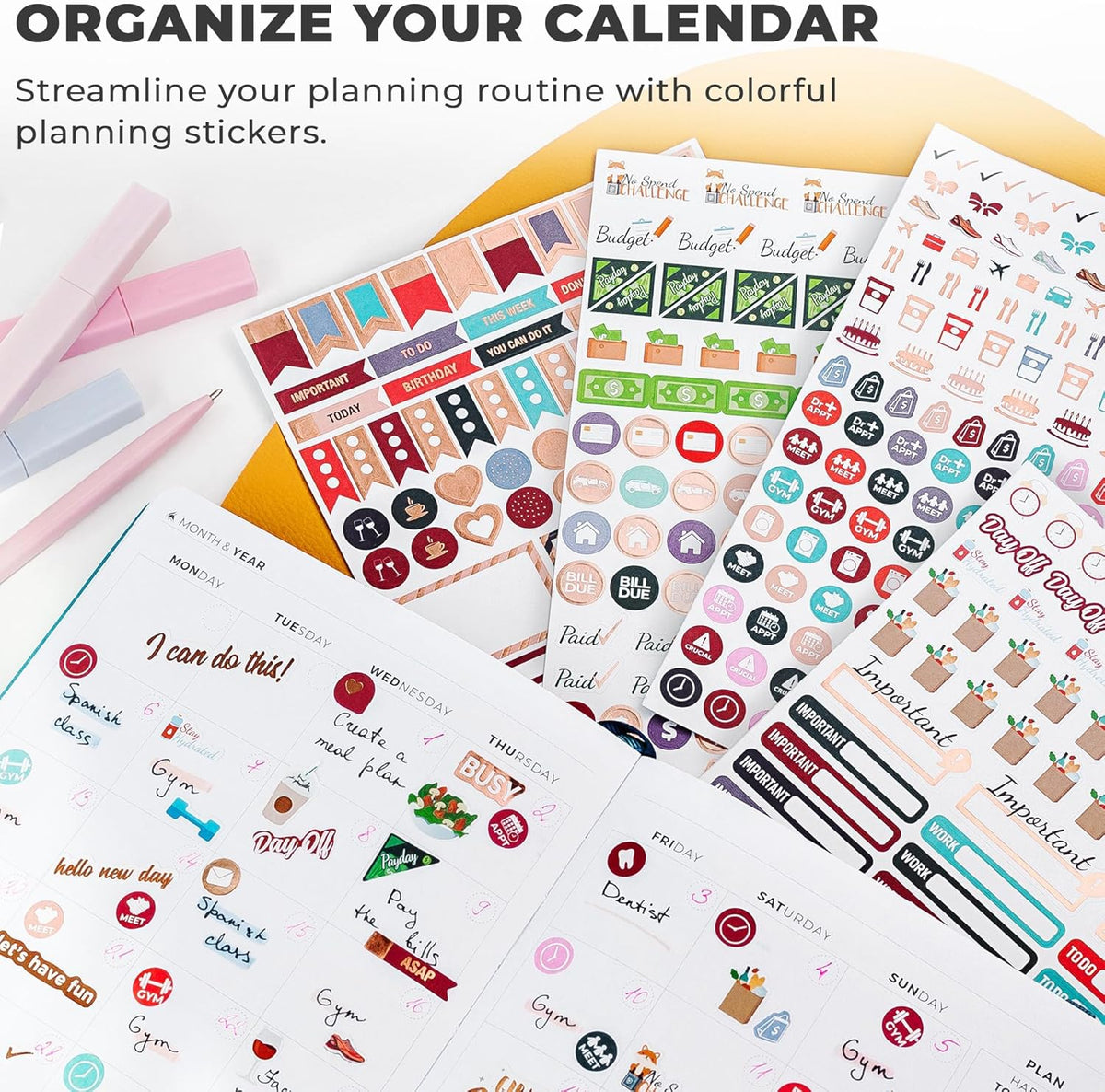 Clever Fox Planner Stickers for Adults, Women, Calendar & Journal, 1360+