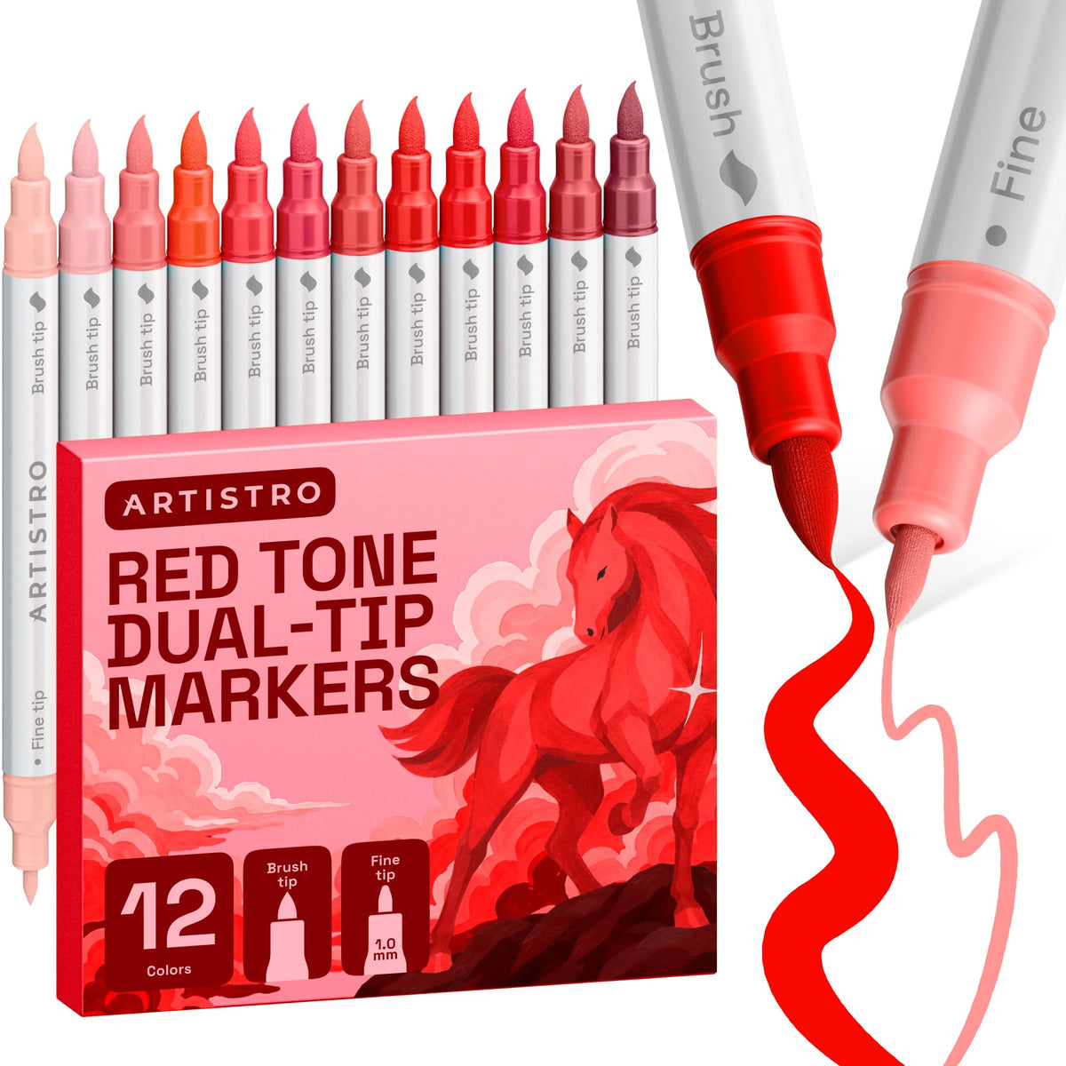 ARTISTRO 24 Metallic Dual-Tip Acrylic Paint Marker Pens for Drawing