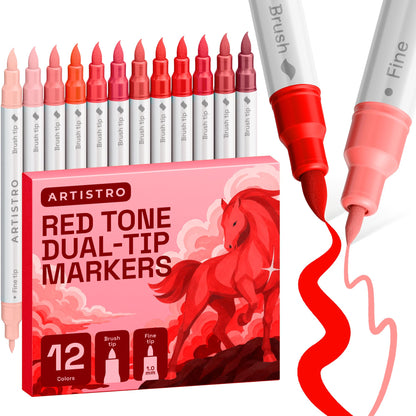 ARTISTRO 24 Metallic Dual-Tip Acrylic Paint Marker Pens for Drawing