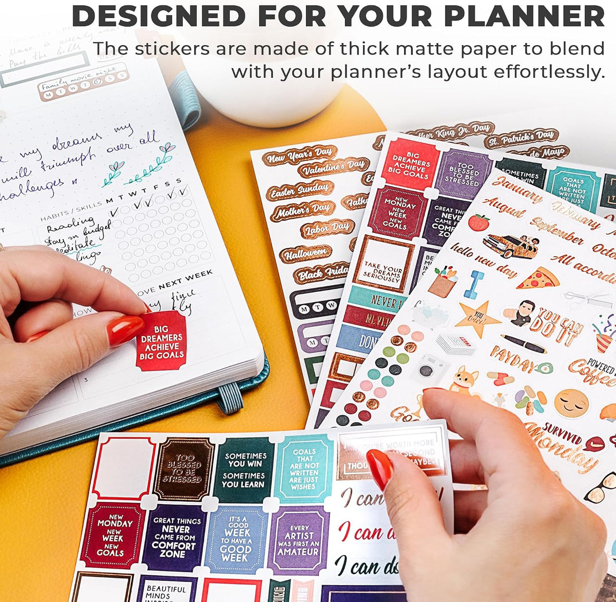 Clever Fox Planner Stickers for Adults, Women, Calendar & Journal, 1360+