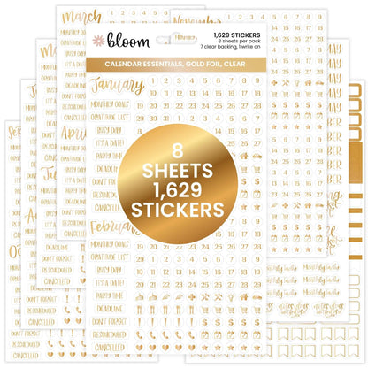 bloom daily planners Muted Neutrals Calendar Essentials Planner Stickers - 8 Sheets, 1629 Stickers Per Pack! - Color Coordinating Monthly Headings, Dates, Icons, Etc. - Aesthetic Boho