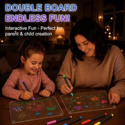 16" LED Drawing Board for Kids, Dual Panels Light Up Rechargeable Board