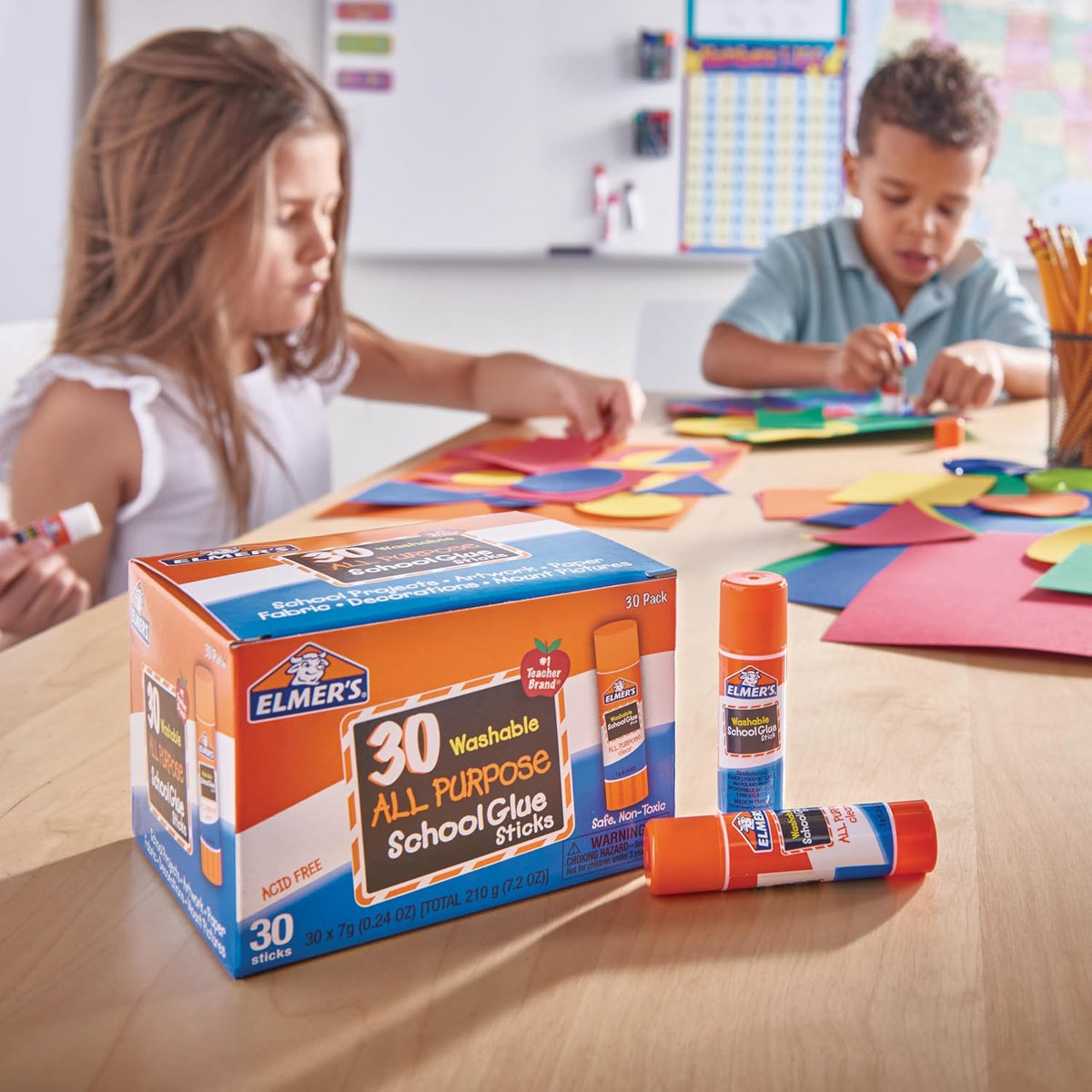 Elmer's All Purpose School Glue Sticks, Acid-Free and Washable, Clear, 7 Grams, 30 Count - Craft Projects, Poster, Classroom Supplies, #1 Teacher Brand