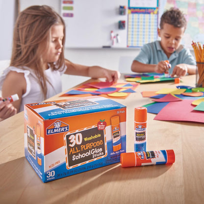 Elmer's All Purpose School Glue Sticks, Acid-Free and Washable, Clear, 7 Grams, 30 Count - Craft Projects, Poster, Classroom Supplies, #1 Teacher Brand