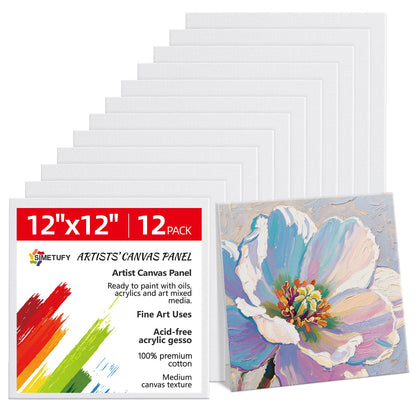 Simetufy 12 Pack 8x10 Canvas Boards for Painting,Art Painting Supplies
