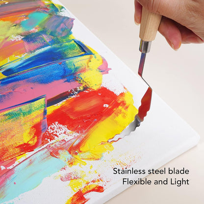CONDA Palette Knife Set -10Pcs Stainless Steel Spatula Pallet Knife Painting Tools Metal Knives Wood Handle with Different Shapes and Sizes