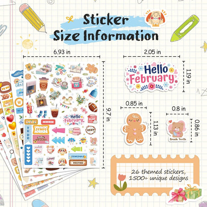 Planner Stickers (26 Pages, 1500+ Stickers), Celebration Planner Stickers with, Daily, Monthly, and Holiday Stickers for Scrapbook Supplies, Junk Journal Supplies, Decorating, and Planning.