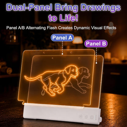 16" LED Drawing Board for Kids, Dual Panels Light Up Rechargeable Board