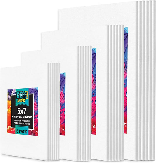 KEFF 24-Pack  Canvas for Painting, 6 of 5x7, 8x10, 9x12,11x14 Painting Canvas Boards, Art Supplies for Adults & Kids - 100% Cotton Primed Canvases for Painting Acrylic, Oil, Watercolor