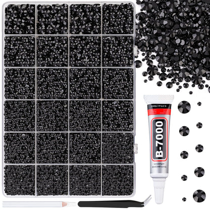 34000Pcs Resin Jelly Rhinestones for Bedazzling, Multicolor 3mm Flatback Gems for Diamond Art, Bedazzler Kit with 3Pcs 10ml B7000 Jewelry Glue for Bedazzle Thing Crafting Book Nail Art