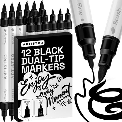 ARTISTRO 24 Metallic Dual-Tip Acrylic Paint Marker Pens for Drawing