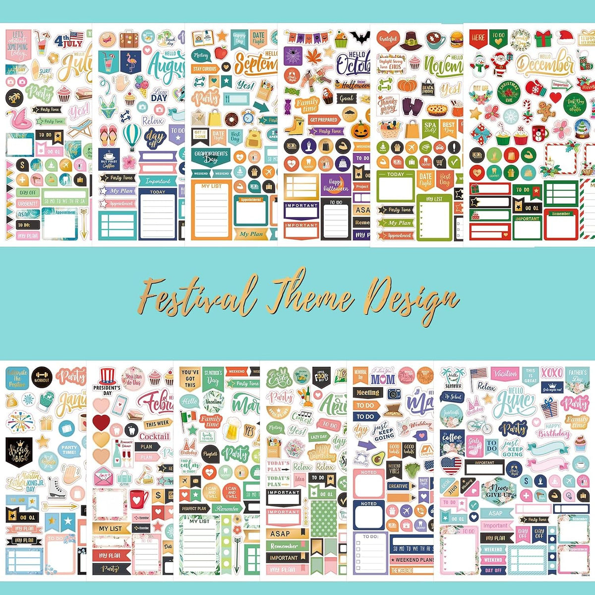 Planner Stickers - Monthly Planner Stickers and Accessories 25 Pages