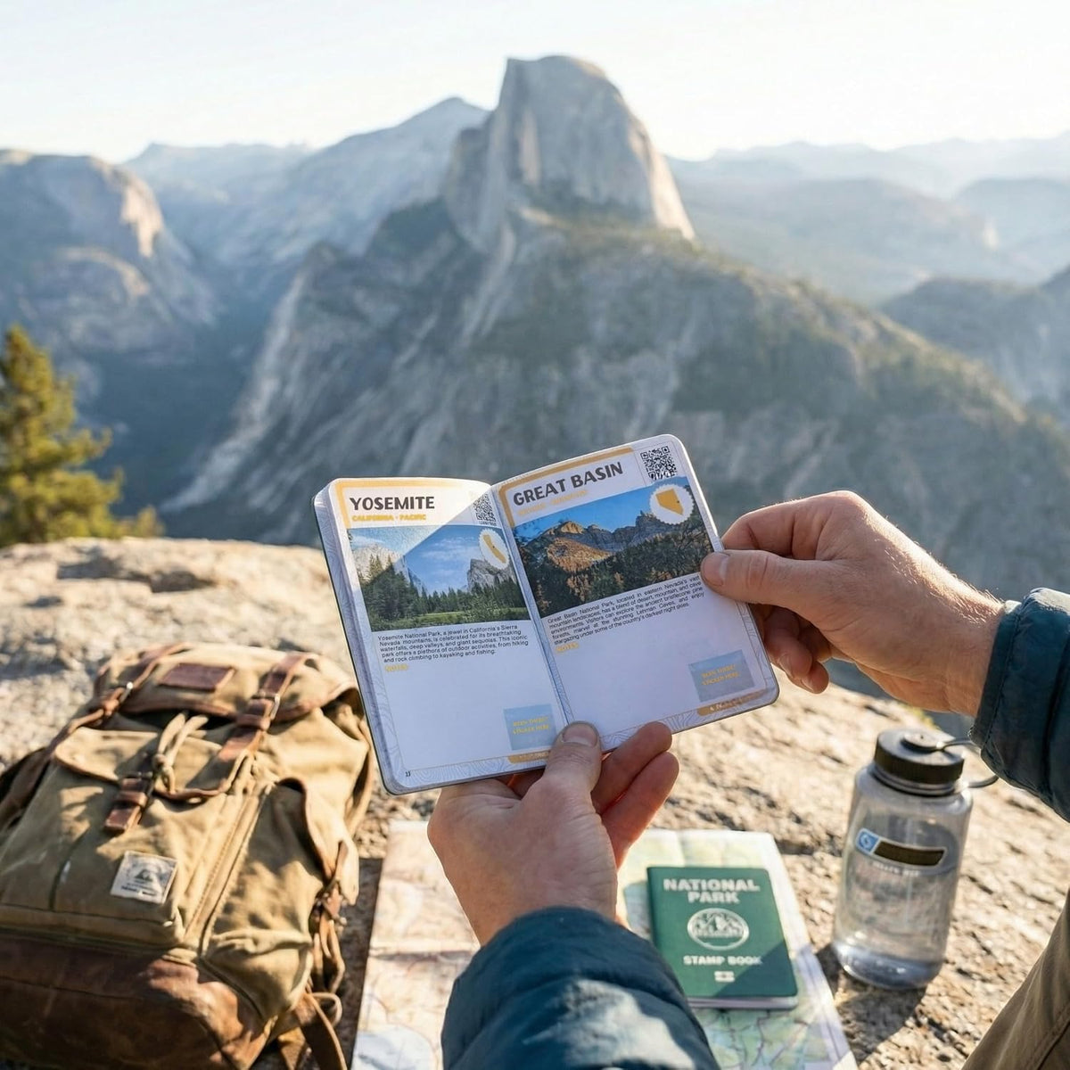 National Parks Stamp Book with Sticker Set: Passport-Sized National Park Book with Passport Stickers, Travel Planner, Map, and Parks Checklist Tracker