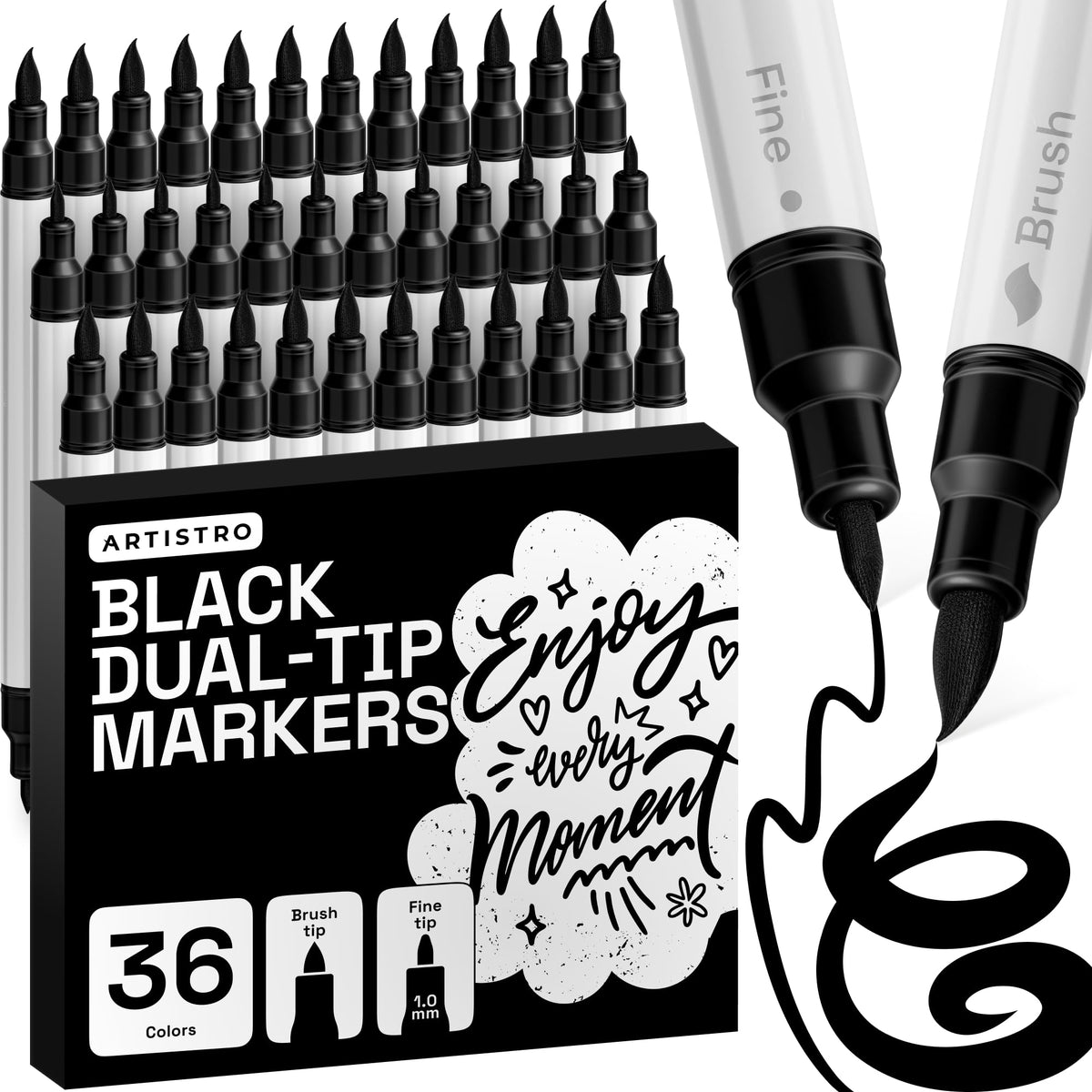 ARTISTRO 24 Metallic Dual-Tip Acrylic Paint Marker Pens for Drawing