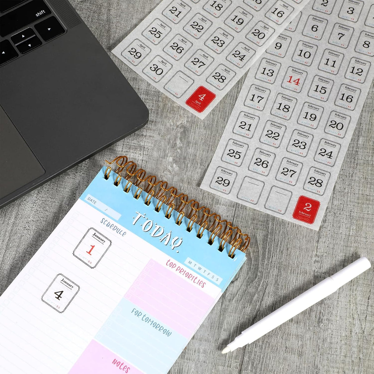 12 Monthly Calendar Number Stickers Translucent Sheets Daily Planner Accessories for Customizing Undated Planners, Calendar, Notebooks
