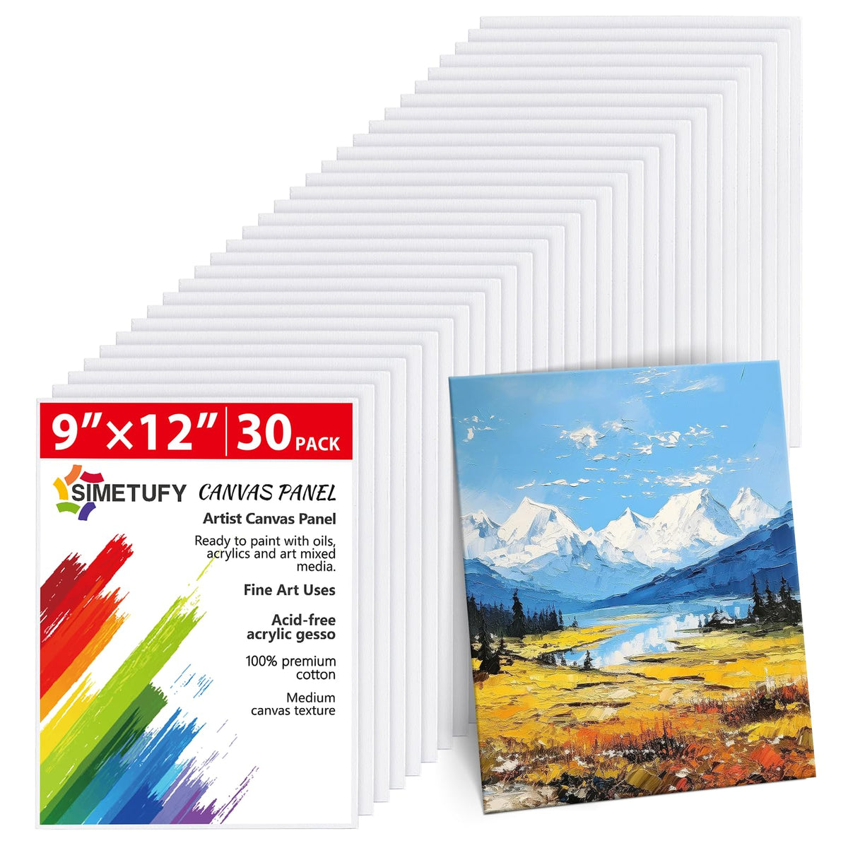Simetufy 12 Pack 8x10 Canvas Boards for Painting,Art Painting Supplies