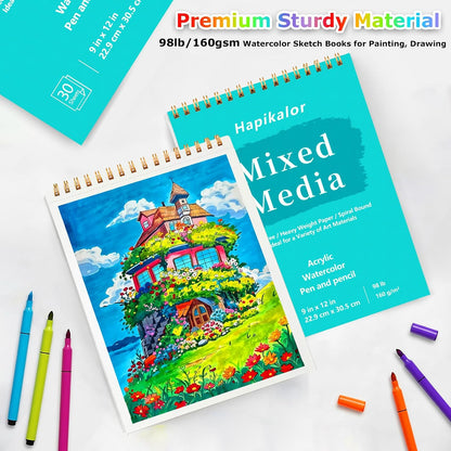 Mixed Media Sketchbook 9"x12" Multimedia Sketchbook, 30 Sheets Sketch Book