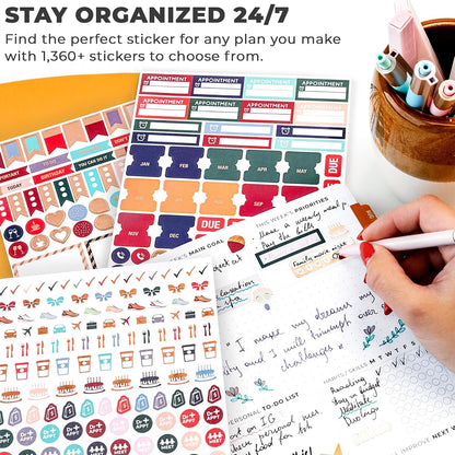 Clever Fox Planner Stickers for Adults, Women, Calendar & Journal, 1360+