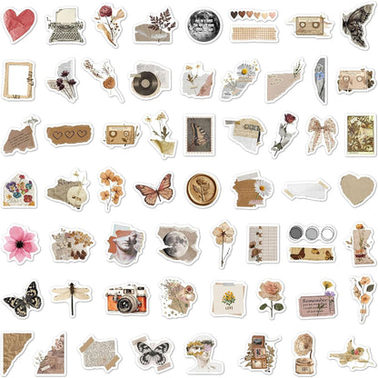 120Pcs Vintage Aesthetic Stickers for Adults, Verseyi Waterproof Scrapbook Journal Daily Planner Diary Notebook Handbook Stickers, Scrapbooking Supplies for DIY Paper Crafts Vinyl Sticker Bulk