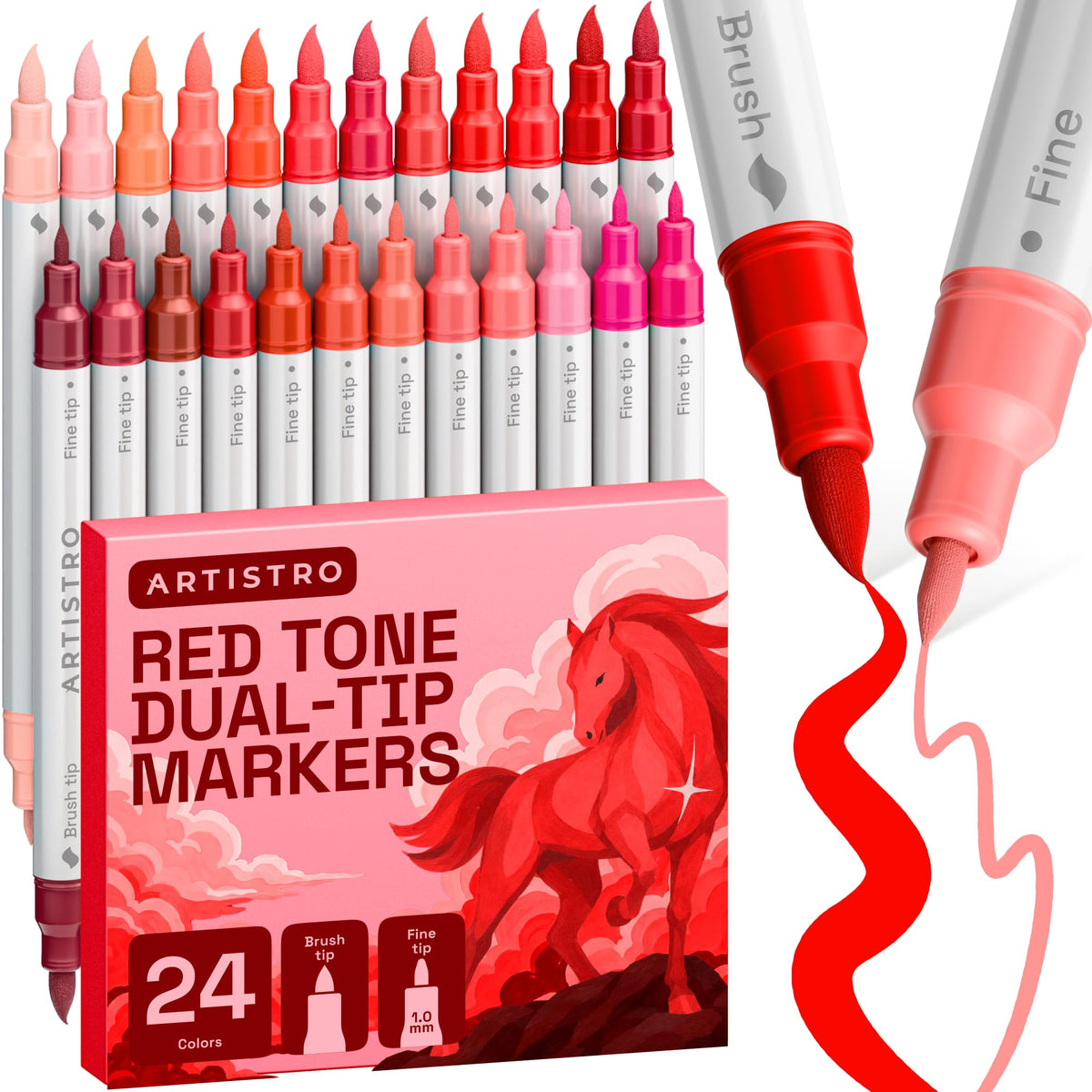 ARTISTRO 24 Metallic Dual-Tip Acrylic Paint Marker Pens for Drawing