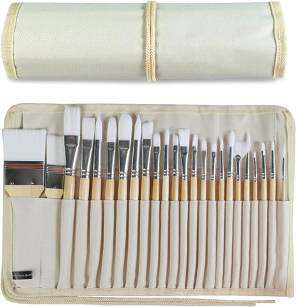 Paint Brushes Set of 24 Pieces with Canvas Brush Case
