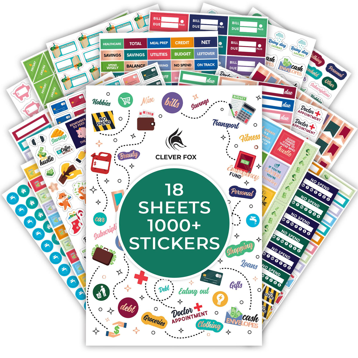 Clever Fox Mega Sticker Pack, Happy Calendar & Journal Accessories, 2000+
