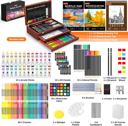 Soucolor Art Supplies,192 Pack Deluxe Art Set Drawing Painting Supplies Kit