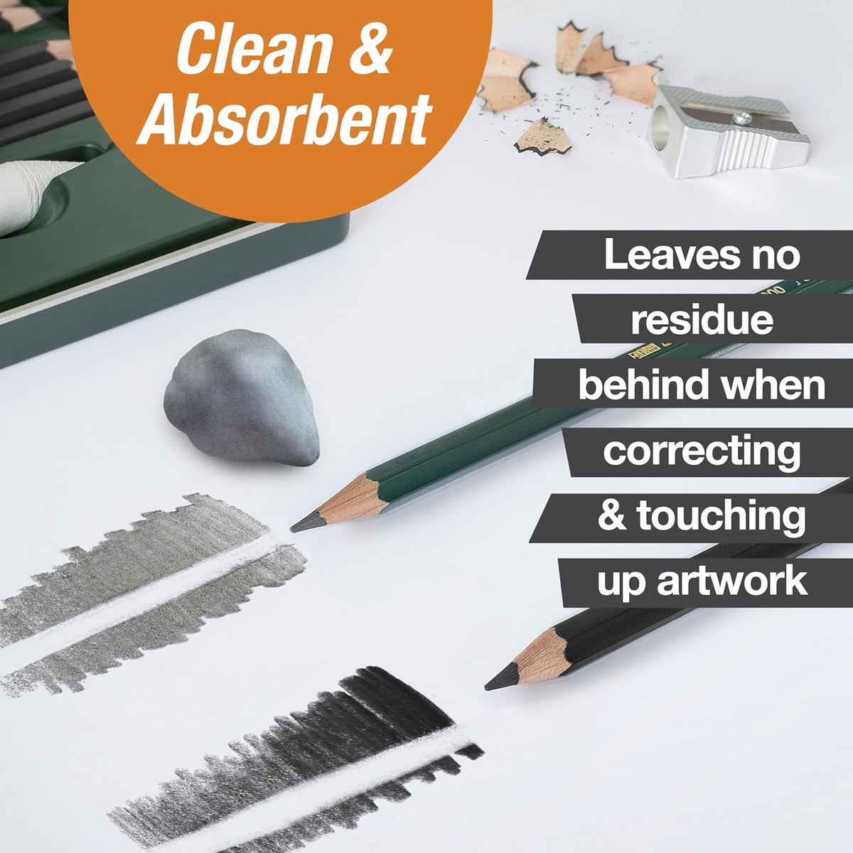 Faber-Castell Kneadable Eraser for Artists in Storage Case - Absorbent Kneaded Erasers, Art Eraser 1 Pack, Grey