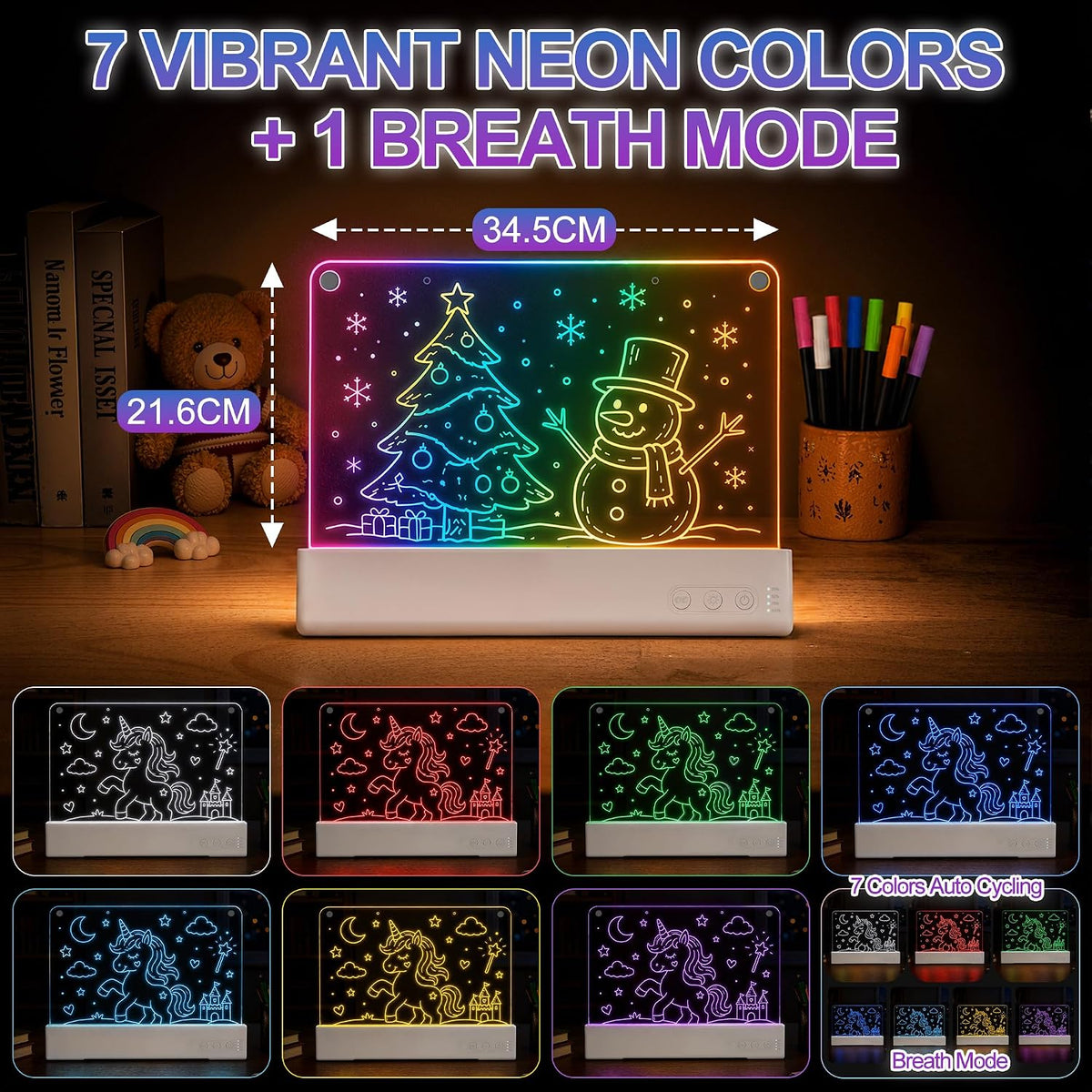 16" LED Drawing Board for Kids, Dual Panels Light Up Rechargeable Board