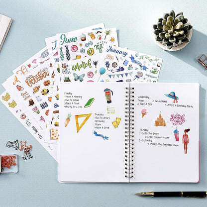 Planner Stickers - 12 Monthly Calendar Stickers for Celebrations, 14 Sheets