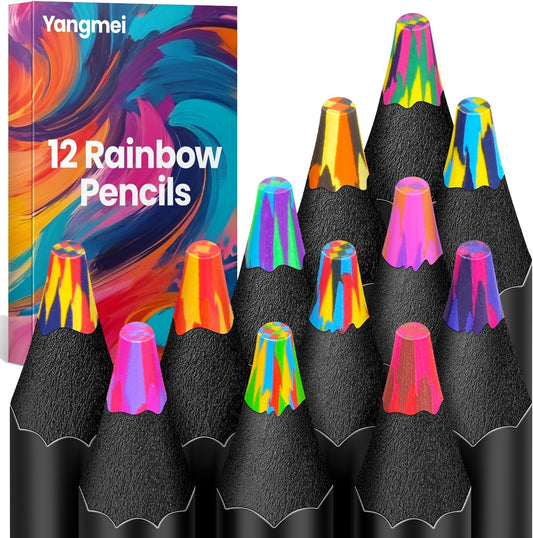 Yangmei Stocking Stuffers, Art Supplies, 12 Rainbow Colored Pencils