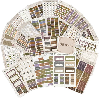 Boho Planner Stickers for Women – 30 Pages ADHD Friendly Decorative Stickers, Monthly Weekly Planning, Work Labels, Self Care, Productivity & Motivation Stickers for Journals and Planners