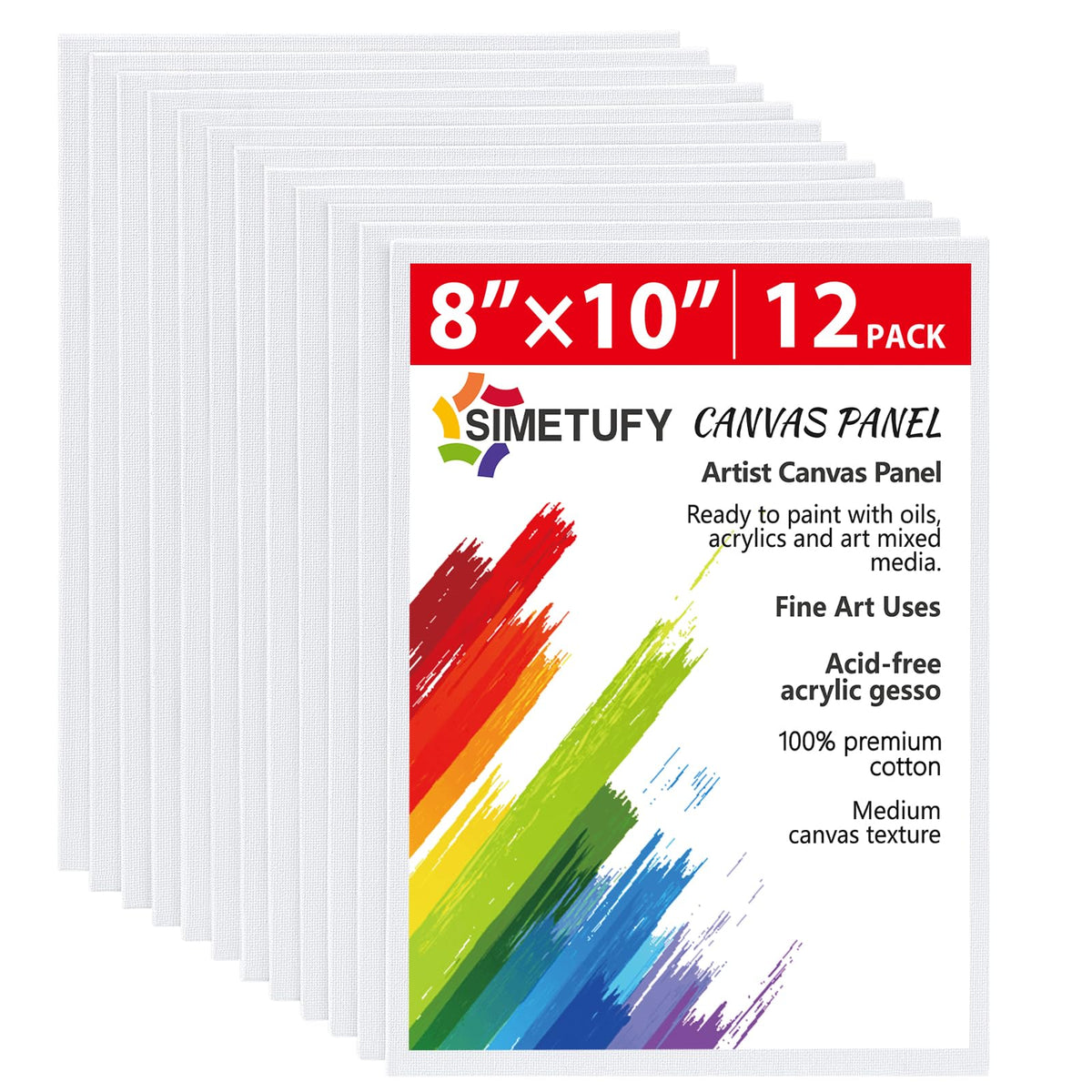 Simetufy 12 Pack 8x10 Canvas Boards for Painting,Art Painting Supplies