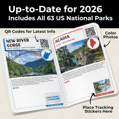 National Parks Stamp Book with Sticker Set: Passport-Sized National Park Book with Passport Stickers, Travel Planner, Map, and Parks Checklist Tracker
