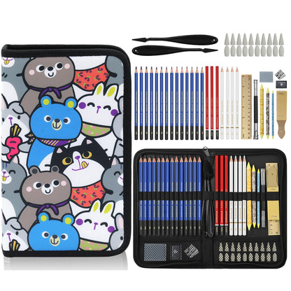 99 PCS Drawing Set, with 50 Page Drawing Pad, Coloring Book,Sketching, Graphite, Charcoal, Coloring Pencils, Blending Tools, Art Supplies Pencil Kit for Artists Adults Beginner Family Friends