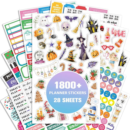 Planner Calendar Stickers for Decorating, 28 Sheets, 1800+ Sticker
