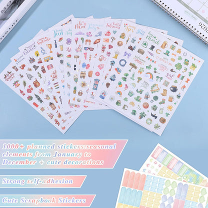 BESARME 1000+ Planner Stickers, Glittery Film