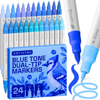 ARTISTRO 24 Metallic Dual-Tip Acrylic Paint Marker Pens for Drawing
