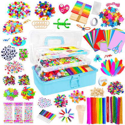 Itopstar 3000 Kids Arts and Crafts Supplies for Kids Crafting Supply in 3 Layered Plastic Art Box All in One Ages 8 9 10 11 & 12 Year Old Girls & Boys Crafting Supply Set