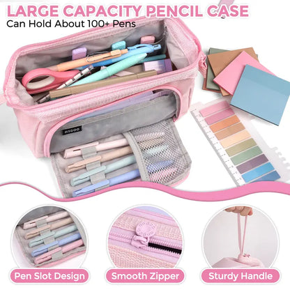Nicpro 71-Pack Bible Journaling Stationary Set, Polyester Zipper Pen Case, 18 No-Bleed Highlighters, Colored Pens, 6 Mechanical Pencils with 360 Lead Refills, Book Annotation Kit, for Women & Travel/Cosmetic Use