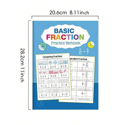 Basic Fraction Learning Workbook for Elementary School Grades 3-4, Durable Paper Material with Rich Illustrations, Educational Tool for Teenagers, Math Practice Book, Visual Learning Tools
