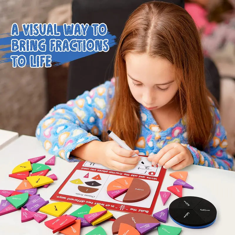 Torlam Jumbo Magnetic Foam Fraction Tiles & Circles Activity Set - Magnet Maths Toys for Elementary School, Hands-On Learning Aids for Parents, Interactive Shape Tools for Learning Fun